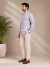 Lavender Linen Printed Short Kurta