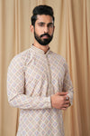 Beige Georgette Embroidered Kurta Pyjama
