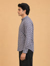 Gray Linen Printed Short Kurta