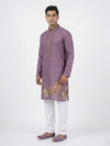 Purple  Art Silk  Foil Printed Kurta Set Festive Wear