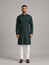 Teal Blue Rayon Plain Self Jaquard Kurta Set for Casual Wear