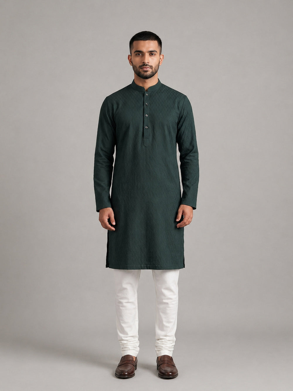 Teal Blue Rayon Plain Self Jaquard Kurta Set for Casual Wear