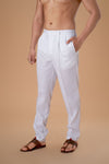 White Cotton Lycra Pant Plain Bottom