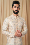 Gold Art Silk Sequence and Embroidered Kurta Pyjama