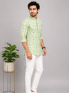 Pista Green Cotton Printed Short Kurta