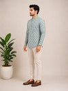 Moss Green Cotton Printed Short Kurta