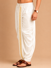 Light Fawn Art Silk Zari Border Dhoti with Dupatta Festive Wear