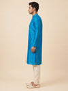 Turquoise Blue  Art Silk Jaquard Kurta Set Festive Wear