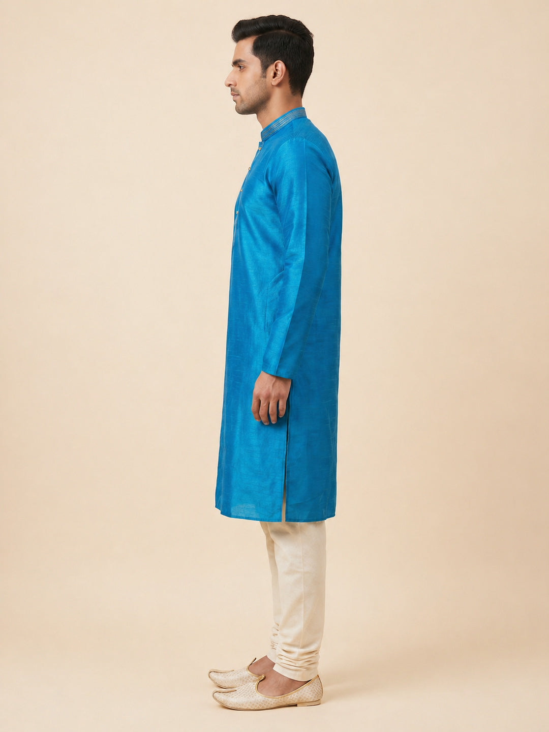 Turquoise Blue  Art Silk Jaquard Kurta Set Festive Wear