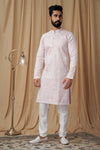 Baby Pink Art Silk Embroidered Kurta Pyjama