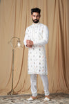 Off White Muslin Mirror and Embroidered Kurta Pyjama