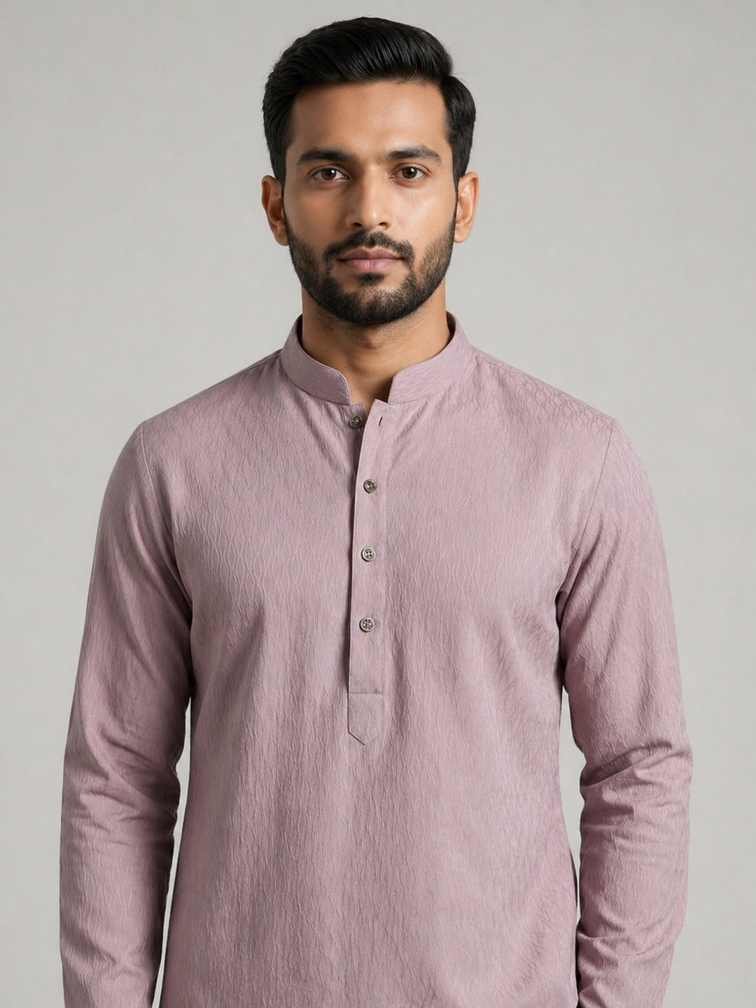 Onion Pink Rayon Plain Self Jaquard Kurta Set for Casual Wear