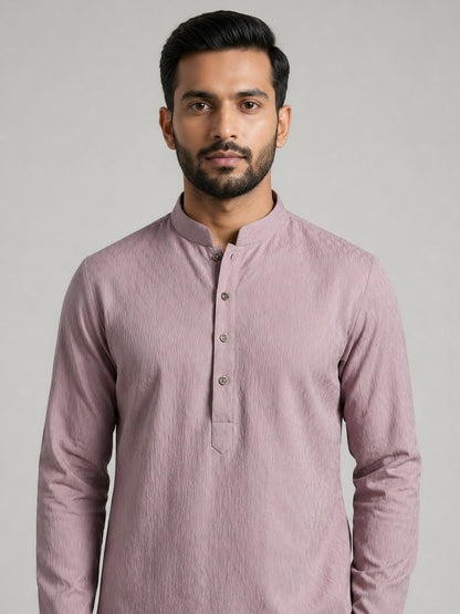 Onion Pink Rayon Plain Self Jaquard Kurta Set for Casual Wear