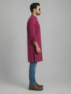 Dark Pink Art Silk Plain Long Kurta for Casual Wear