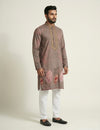 Brown Art Silk  Foil Printed Kurta Set Festive Wear