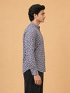 Gray Linen Printed Short Kurta