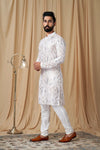 White Georgette Embroidered Kurta Pyjama