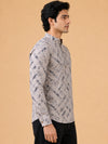 Beige Linen Printed Short Kurta