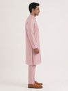 Onion Pink Art Silk Plain Kurta Set Festive Wear