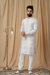 Gray Art Silk Sequence and Embroidered Kurta Pyjama