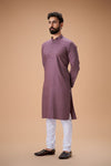 Lavender Pure Cotton Self Jaquard Kurta Pyjama