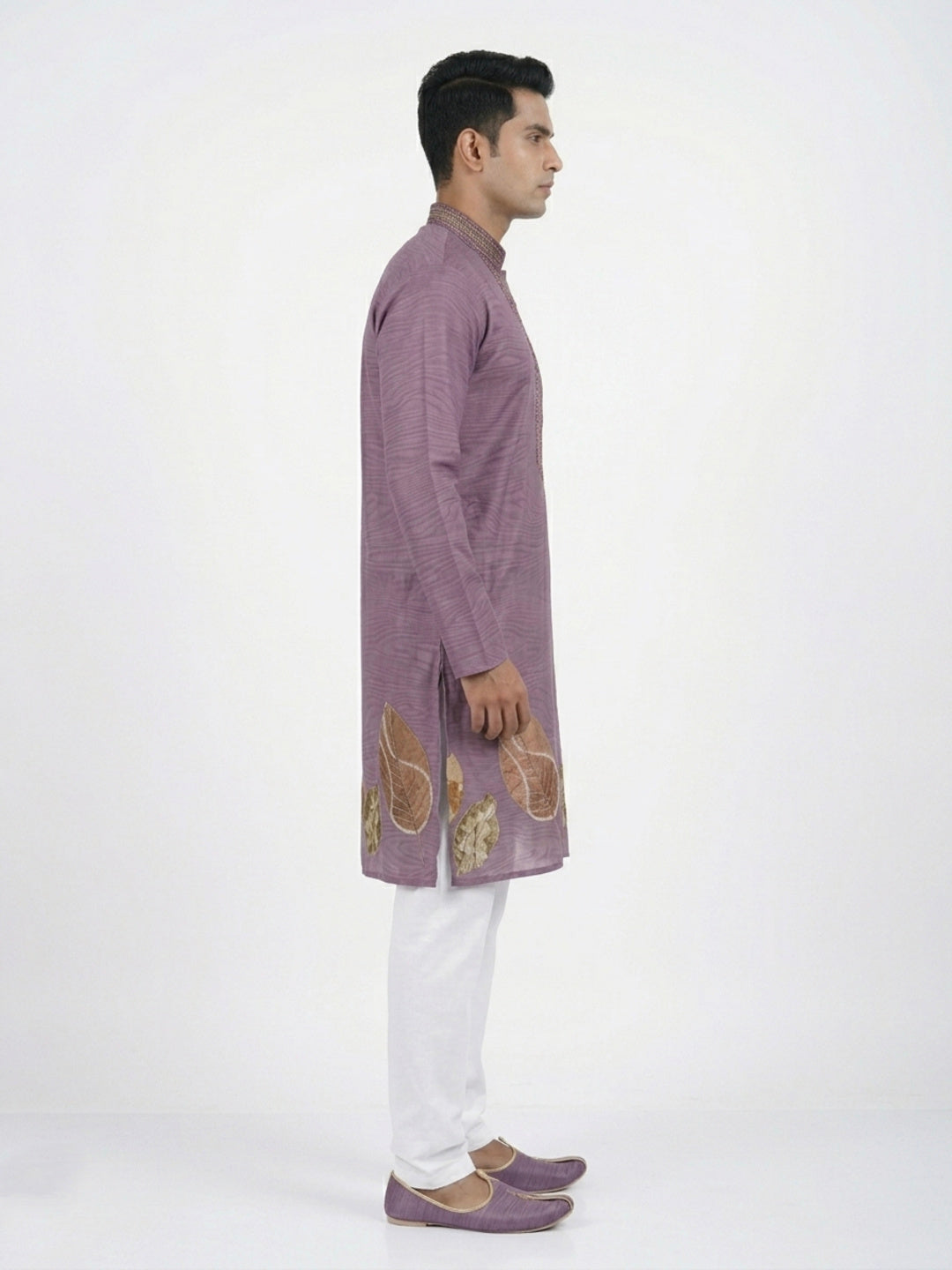 Purple  Art Silk  Foil Printed Kurta Set Festive Wear