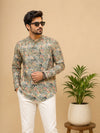 Coffee Brown Cotton Printed Short Kurta