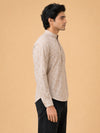 Beige Linen Printed Short Kurta