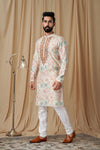 Off White Muslin Mirror and Embroidered Kurta Pyjama