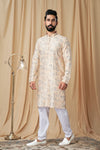 Gold Art Silk Sequence and Embroidered Kurta Pyjama