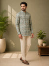 Moss Green Cotton Printed Short Kurta