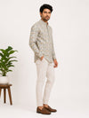 Beige Cotton Printed Short Kurta