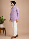 Lavender Linen Printed Short Kurta