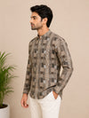 Olive Green Cotton Printed Short Kurta