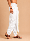 Off-White Art Silk Zari Border Dhoti with Dupatta Festive Wear