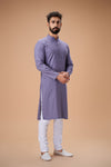 Purple Pure Cotton Self Jaquard Kurta Pyjama