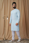 Firozi Georgette Embroidered Kurta Pyjama