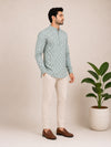 Moss Green Cotton Printed Short Kurta
