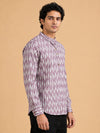 Lavender Linen Printed Short Kurta