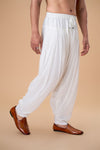 White Georgette Semi-Afghani Plain Bottom