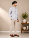 Green Linen Printed Short Kurta
