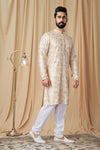 Gold Art Silk Sequence and Embroidered Kurta Pyjama