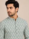 Moss Green Cotton Printed Short Kurta