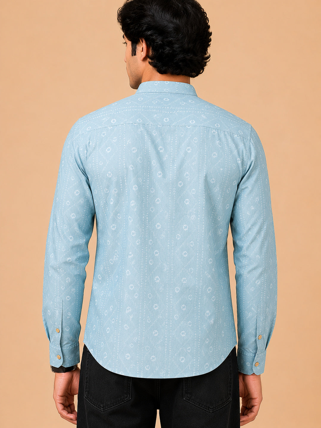 Mint Green Linen Printed Short Kurta