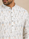 White Cotton Printed Short Kurta