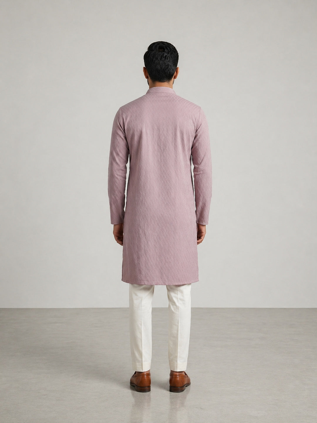 Onion Pink Rayon Plain Self Jaquard Kurta Set for Casual Wear