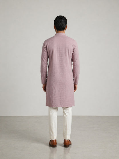 Onion Pink Rayon Plain Self Jaquard Kurta Set for Casual Wear