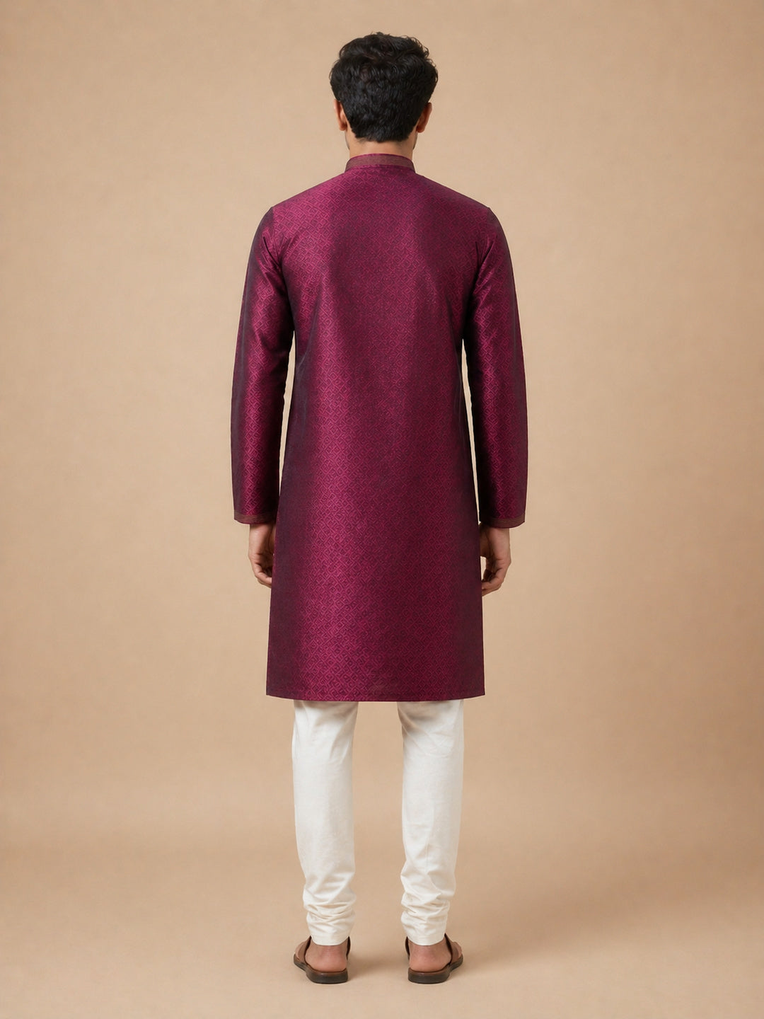 Maroon  Art Silk Jaquard Kurta Set Festive Wear