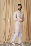 Beige Georgette Embroidered Kurta Pyjama