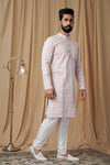 Baby Pink Art Silk Embroidered Kurta Pyjama